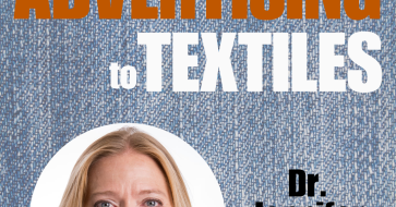 Image of Dr. Jennifer Wilson with title "Textiles to Advertising to Textiles"