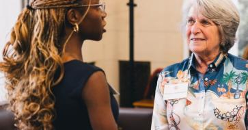 Isabella Cunningham listening to student