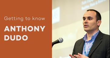 #Anthony Dudo with text: Get to know Anthony Dudo