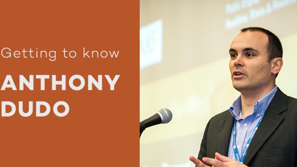 #Anthony Dudo with text: Get to know Anthony Dudo