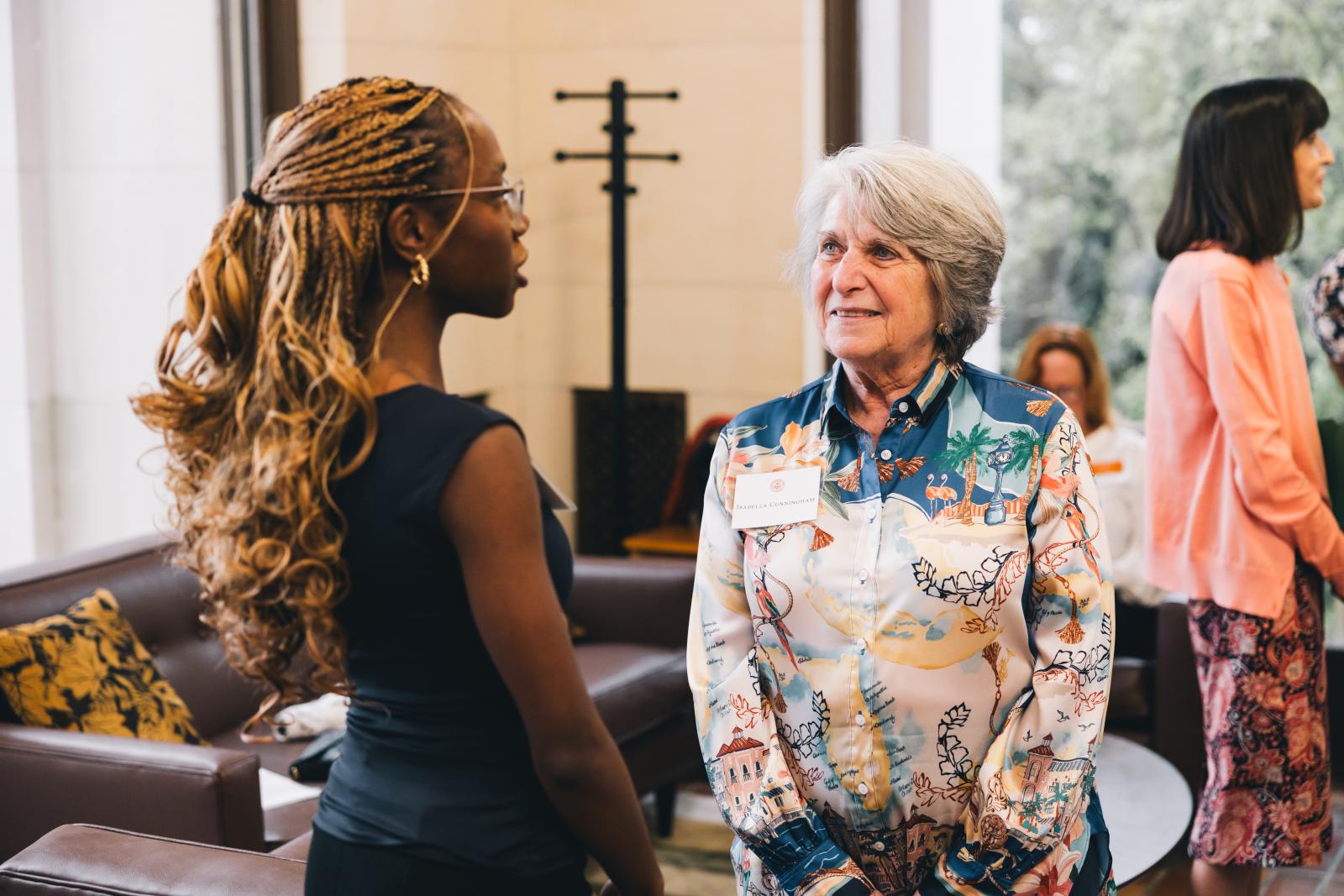 Isabella Cunningham listening to student