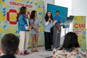 Texas Creative students presenting work